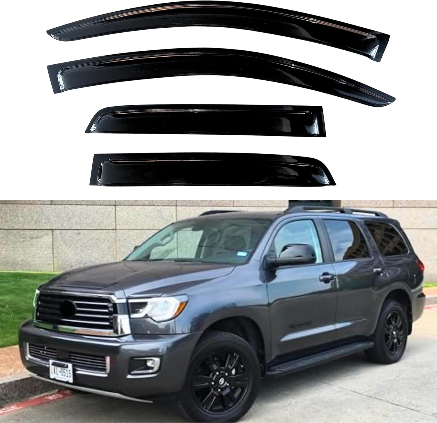 KPY Window Visor Rain Guard for Toyota Sequoia 2008-2022