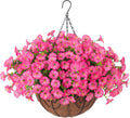 Artificial Faux Hanging Morning Glory Flowers Basket for Outdoors