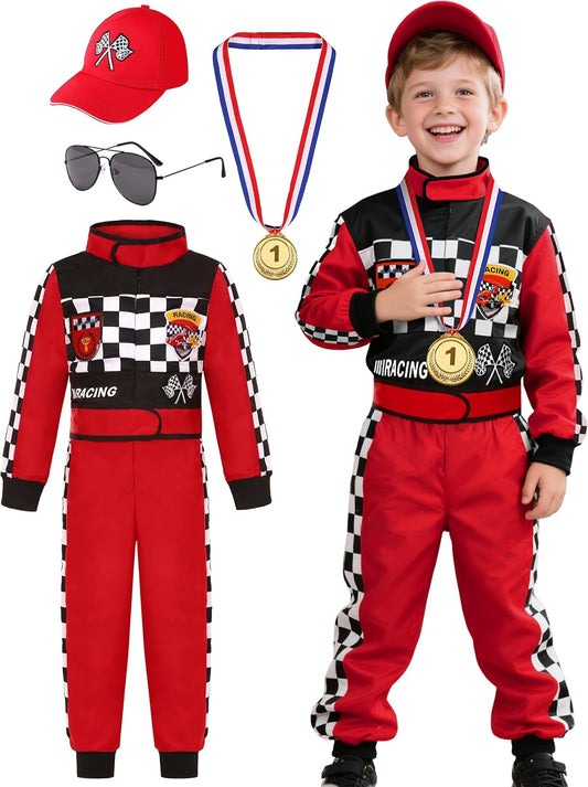 Kids Race Car Driver Costume for Boys Girls Racing Suit