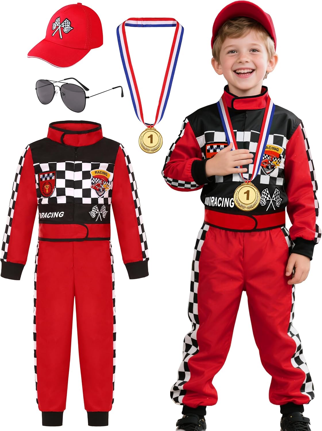 Kids Race Car Driver Costume for Boys and Girls - Racing Suit
