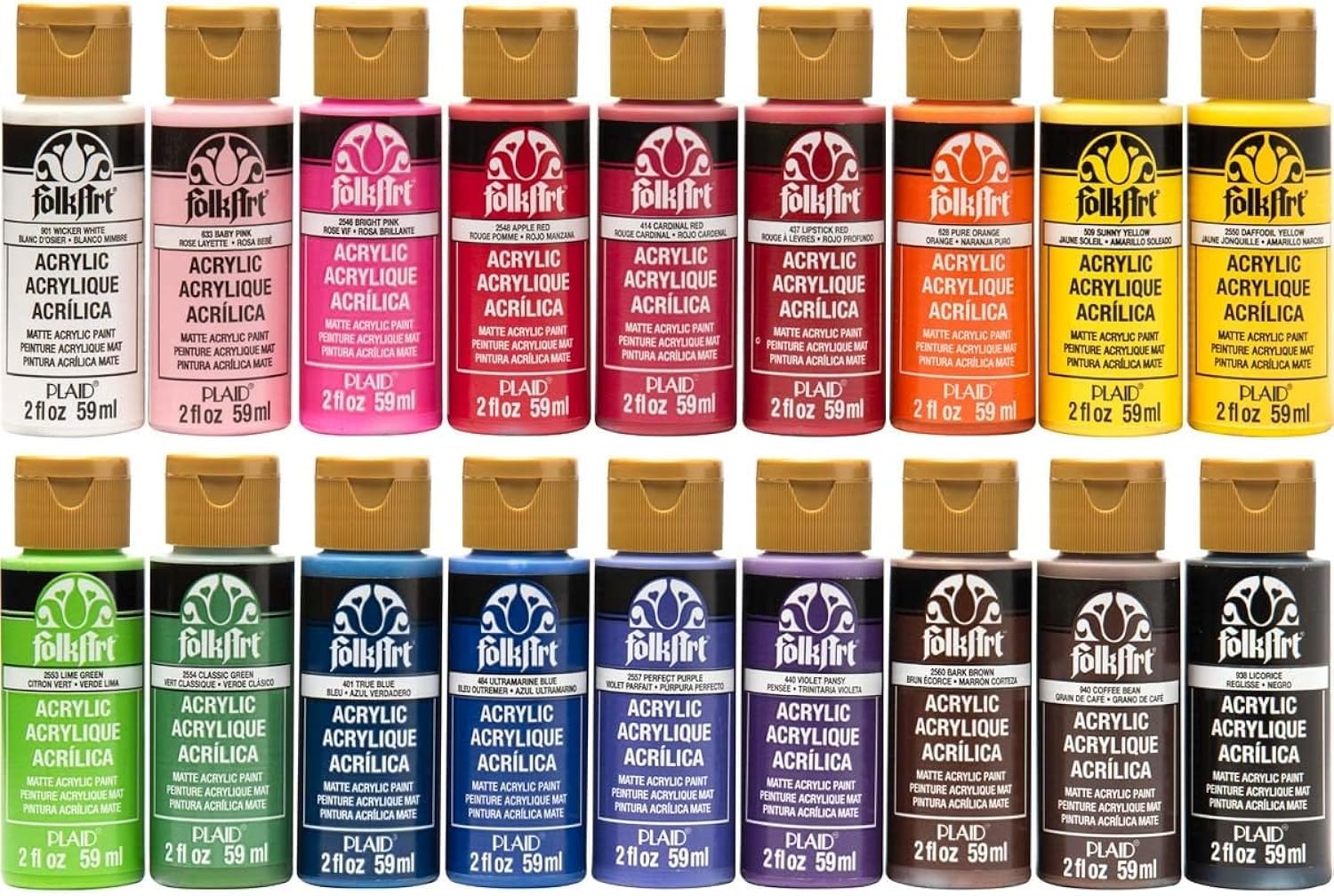 FolkArt Acrylic Paint Set - Versatile 18 Color Craft Kit