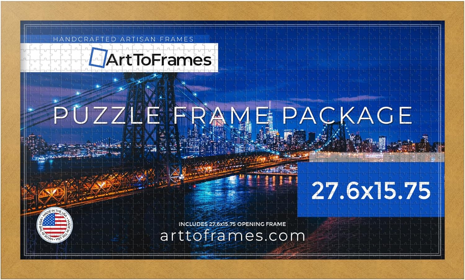 ArtToFrames 27.6x15.75 IN Gold Frame for 100 Piece Puzzles