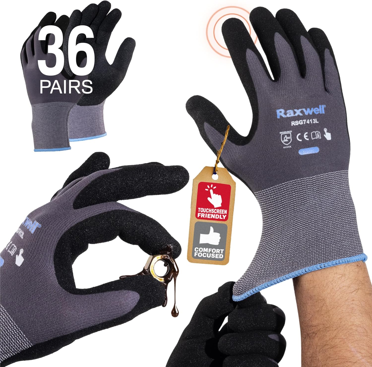 MicroFoam Nitrile Coated Work Gloves for Gardening and Mechanics