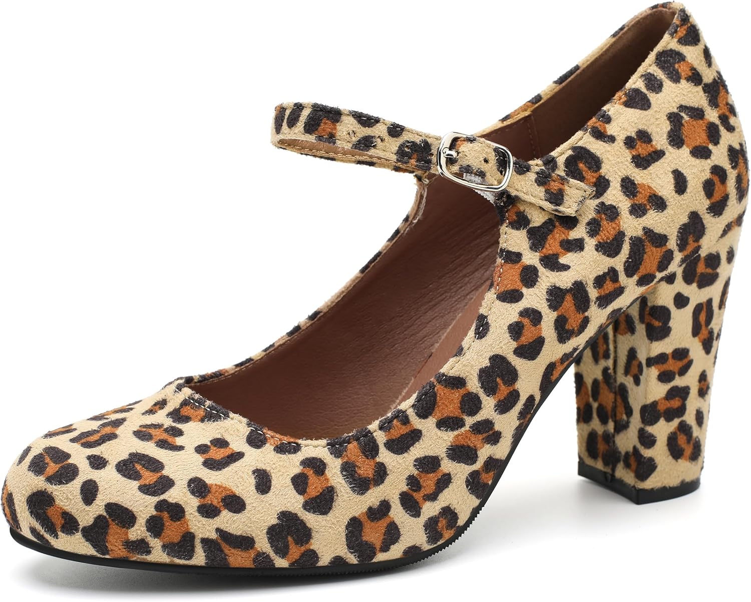 Women's Mary Jane Heels Closed Toe Chunky Block High Heel Pumps