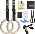 PACEARTH Gymnastics Rings 32mm Wooden Rings - Heavy Duty Training