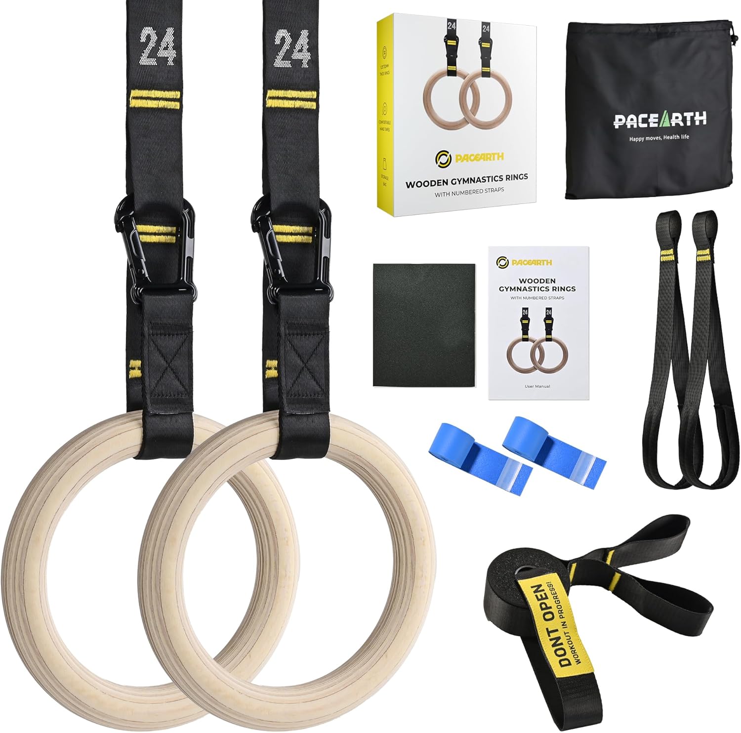 PACEARTH Gymnastics Rings for Full Body Workout at Home