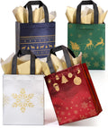 Christmas Gift Bags 32 Pack 10 in Medium Reusable Tote Bags - Festive