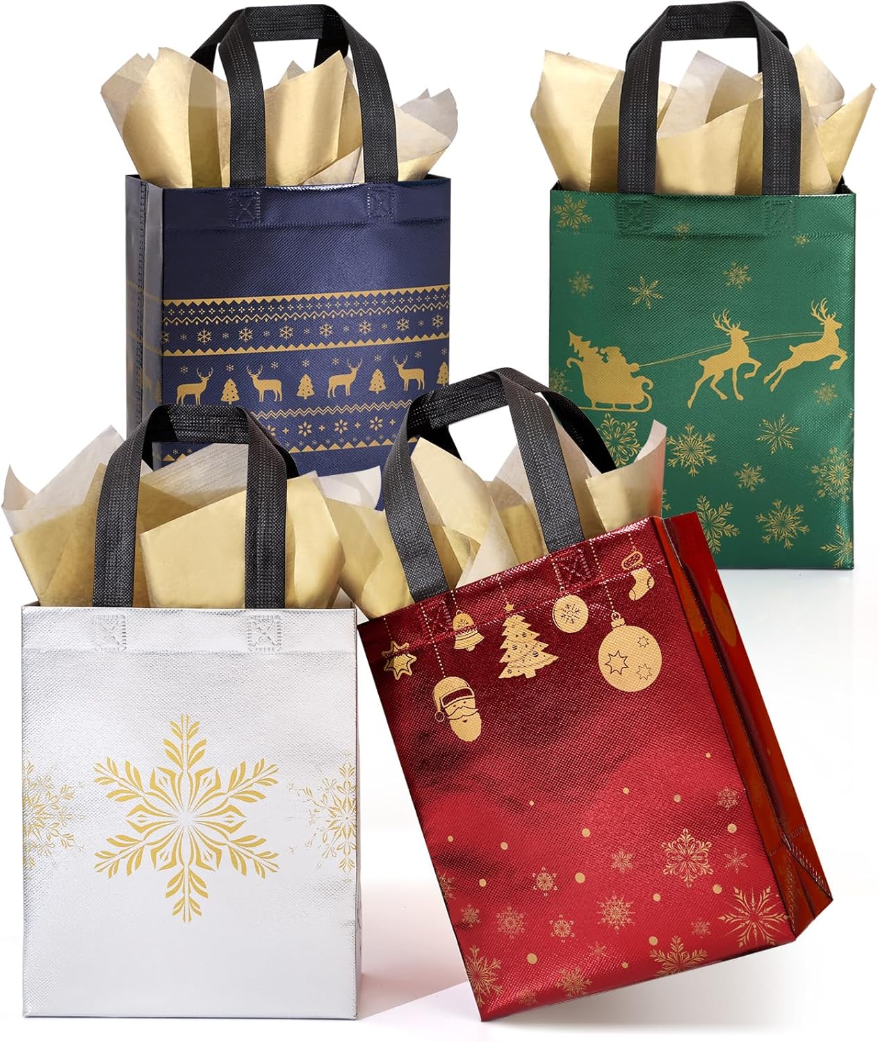 32 Pack 10in Christmas Gift Bags for Holiday Gift Wrapping