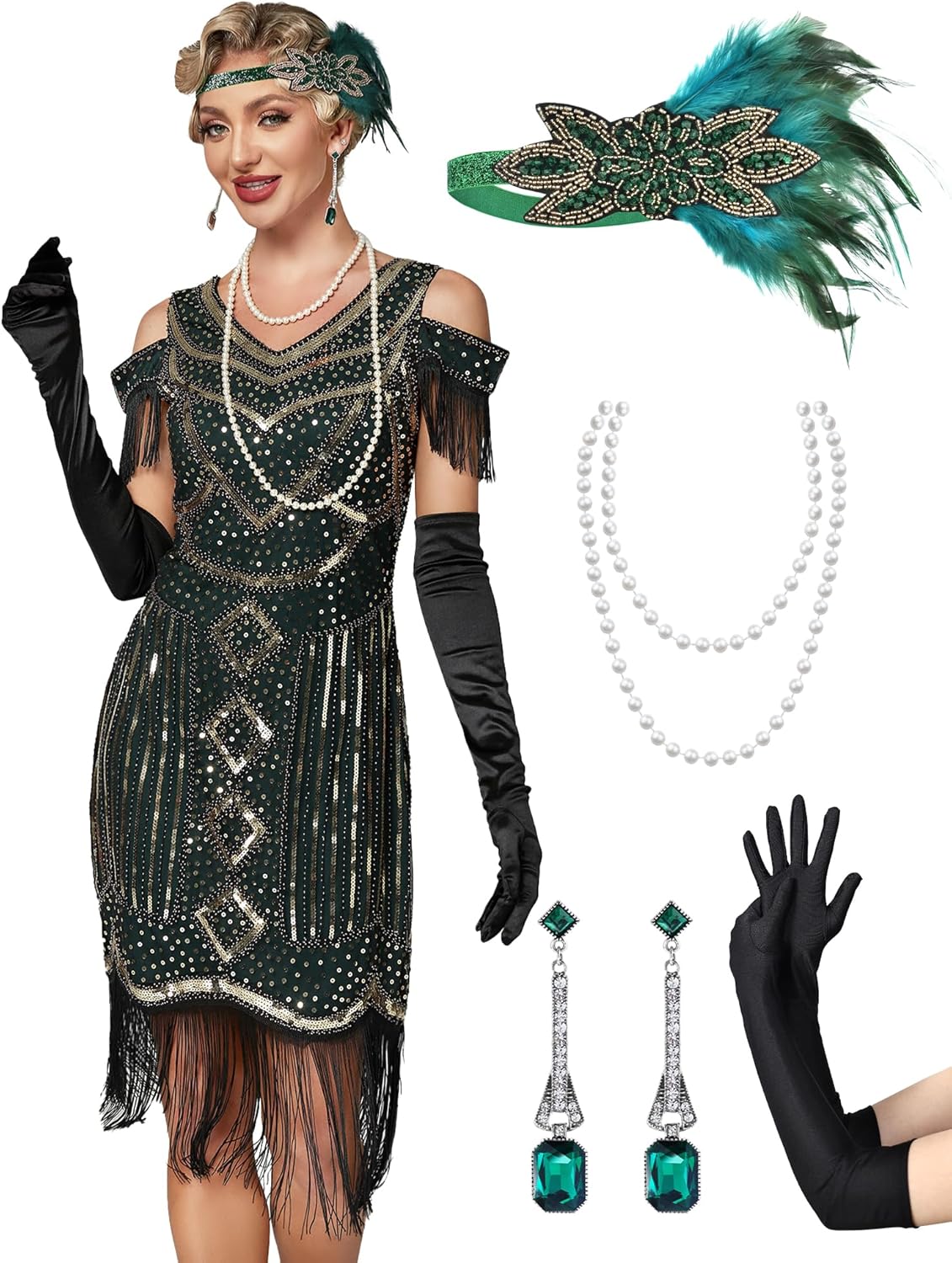 Great Gatsby Dresses 1920s for Women, Vintage Long Fringe Dress
