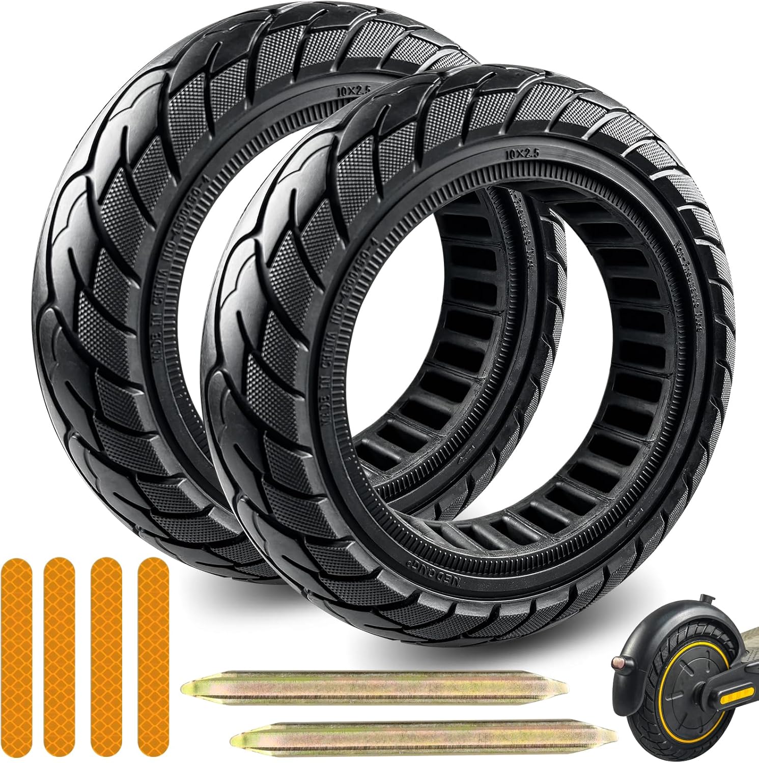 10x2.5 Inch Solid Tire for Segway Ninebot MAX and Gotrax Scooters