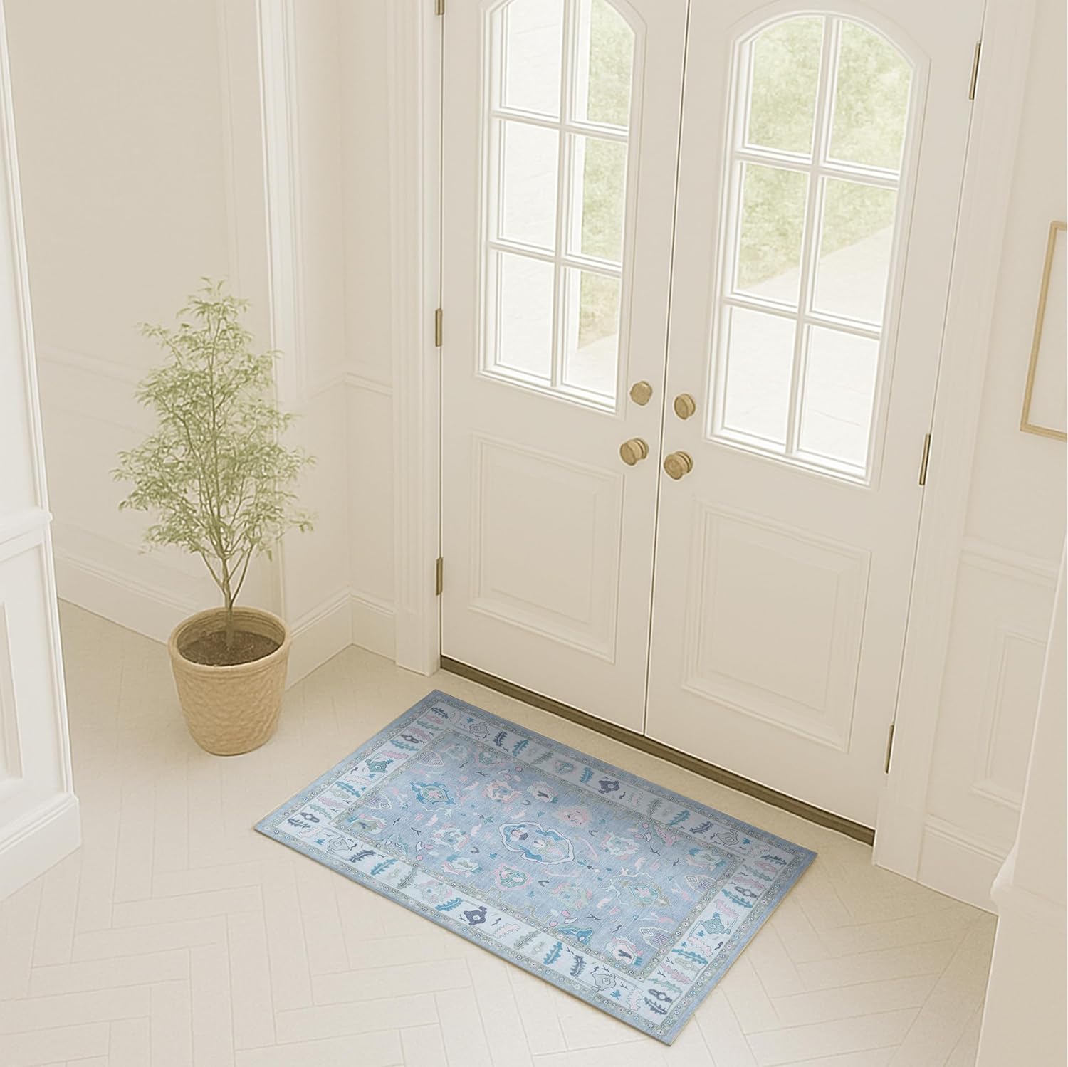 Fame Rugs Modern Oushak Rug 2x3 - Vintage Turkish Lavender Style