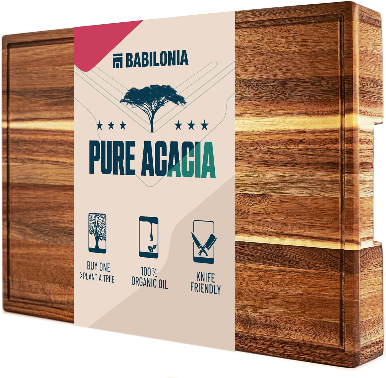 Acacia Wood Cutting Boards for Kitchen - Premium Butcher Block