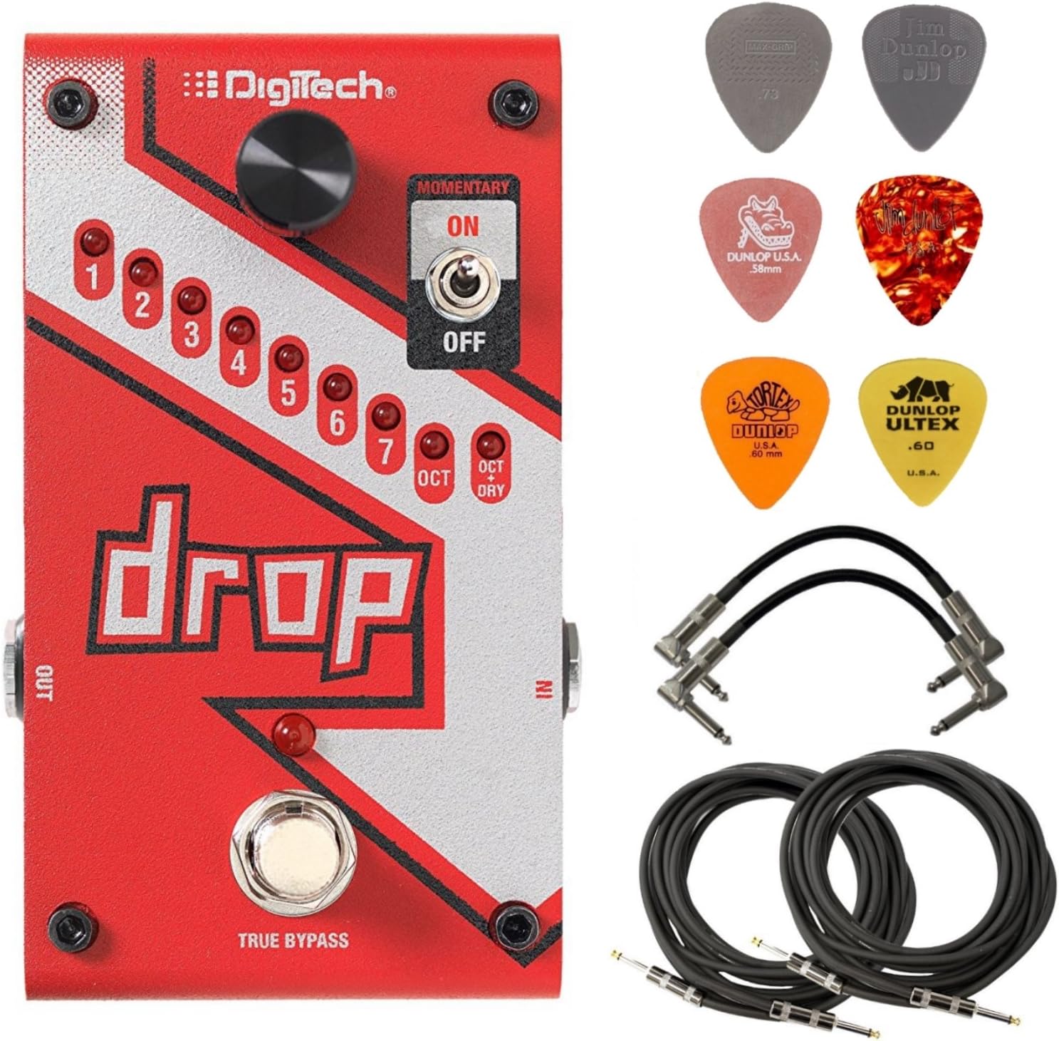 Digitech DROP Polyphonic Pitch-Shifter Pedal with Cables and Picks