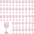 48PCS 7oz Pink Wine Plastic Glasses Flutes - Vintage Crystal Look