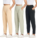 Women's Ribbed Lounge Jogger Casual Pants 3 Pack - Cozy Everyday Fit