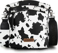 Large Women's Multi Zip Crossbody Bag with Wide Guitar Strap