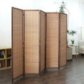 5 Panel Room Divider Bamboo Folding Screen, 67 in H x 76.75 in W