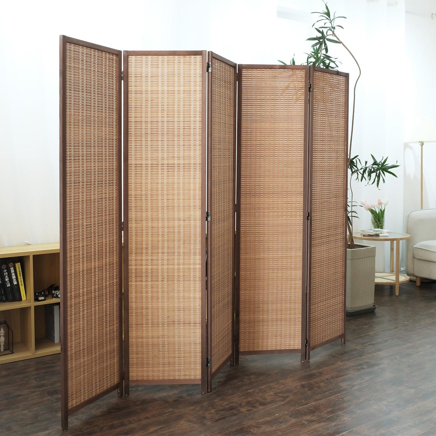 5 Panel Bamboo Room Divider for Stylish Space Separation