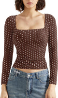SUUKSESS Women's Long Sleeve Square Neck Blouse for Casual Days