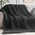 Chunky Knit Throw Blanket 50in x 60in - Soft Chenille Crochet Throw