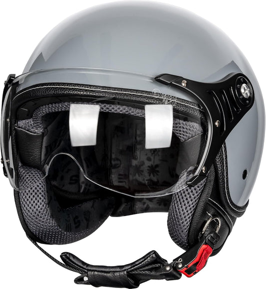 Retro Open Face Motorcycle Helmet for Vespa Scooters - DOT Approved