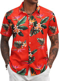 Mens Hawaiian Shirts Short Sleeve Tropical Button Down Shirt