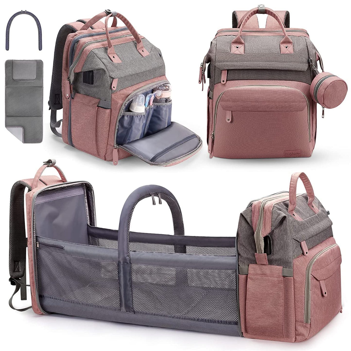 DERJUNSTAR Baby Diaper Bag Backpack with Changing Station
