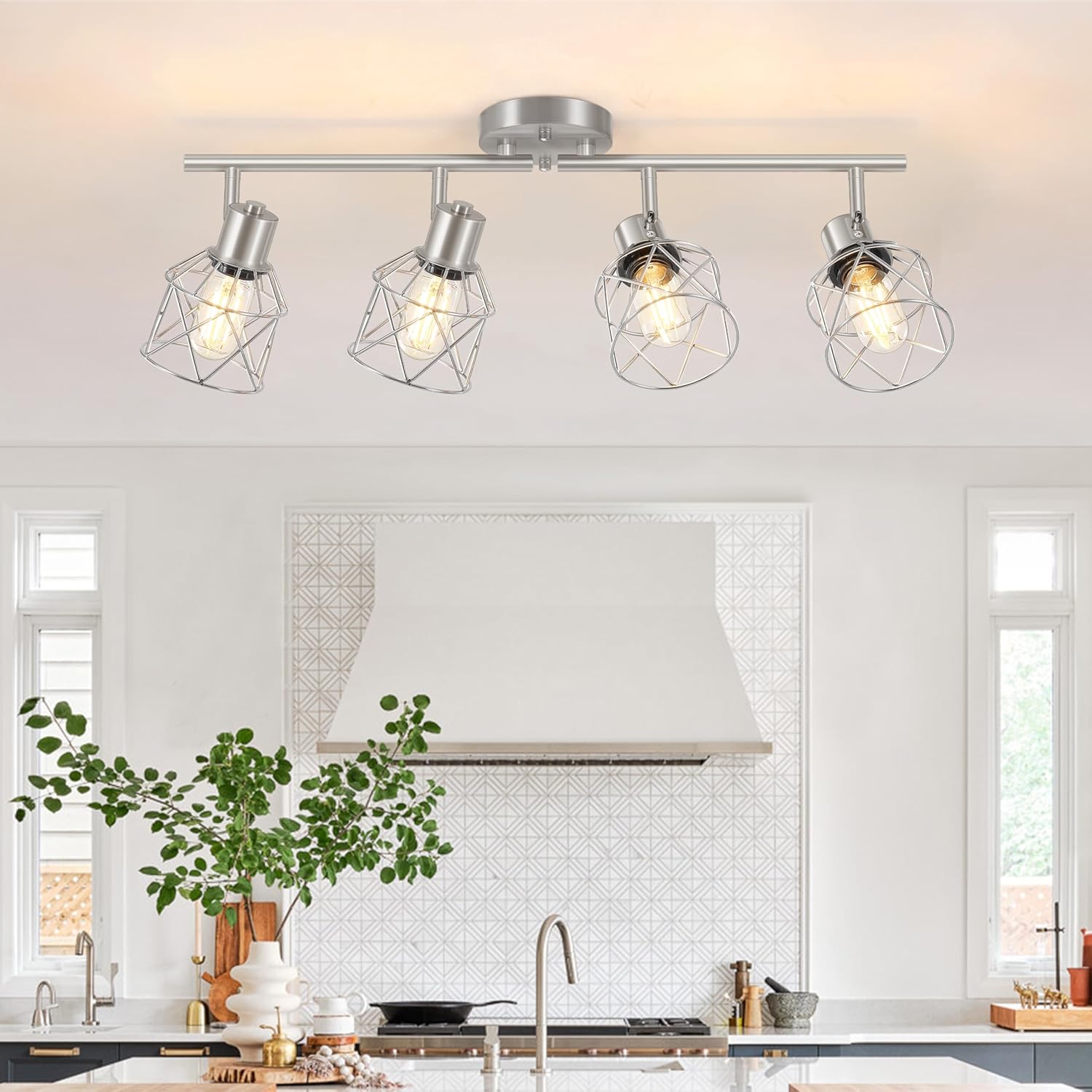 4-Light Adjustable Brushed Nickel Track Ceiling Light Fixture
