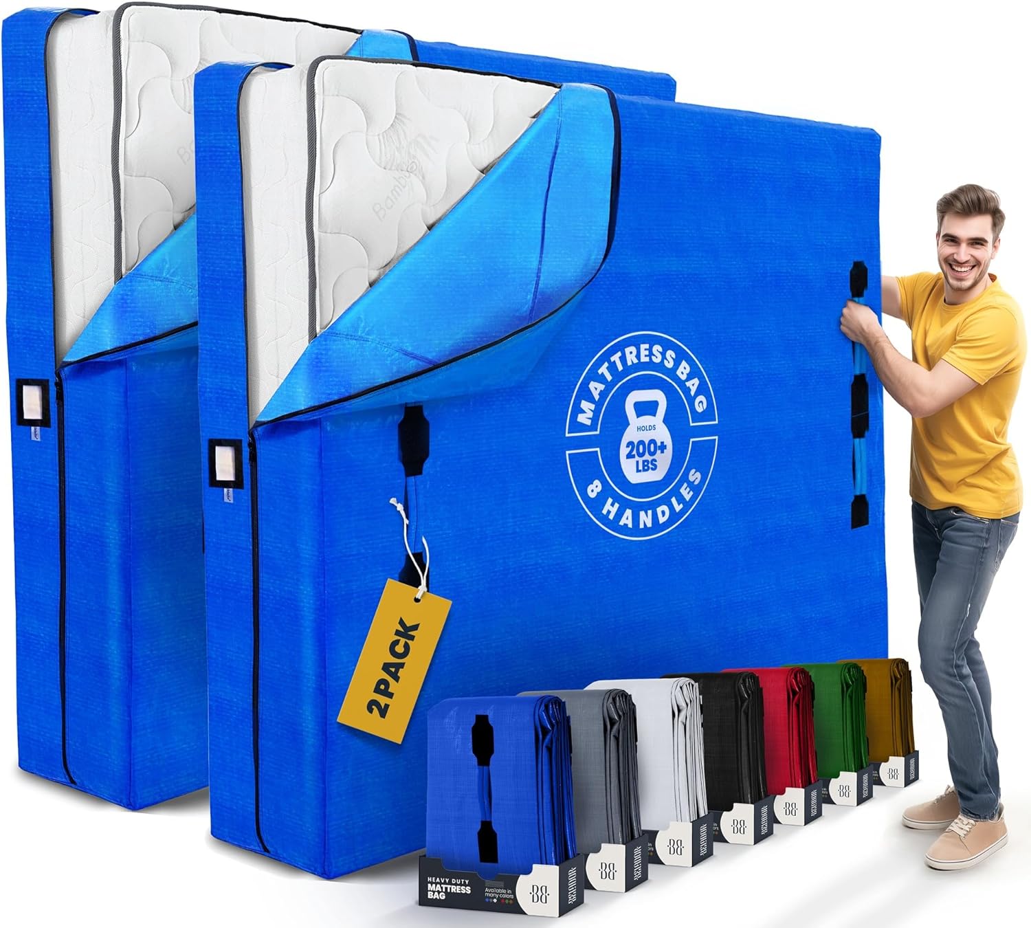 Cali King Mattress Bags - Extra-Thick Reusable Storage Solution