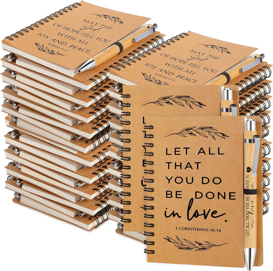 Kosiz 100 Pcs Christian Gifts Bulk with Notebooks and Pens
