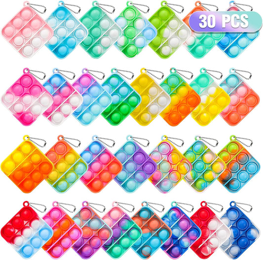 Genuvi 30-Pack Mini Pop Keychain Fidgets - Fun Party Favors!