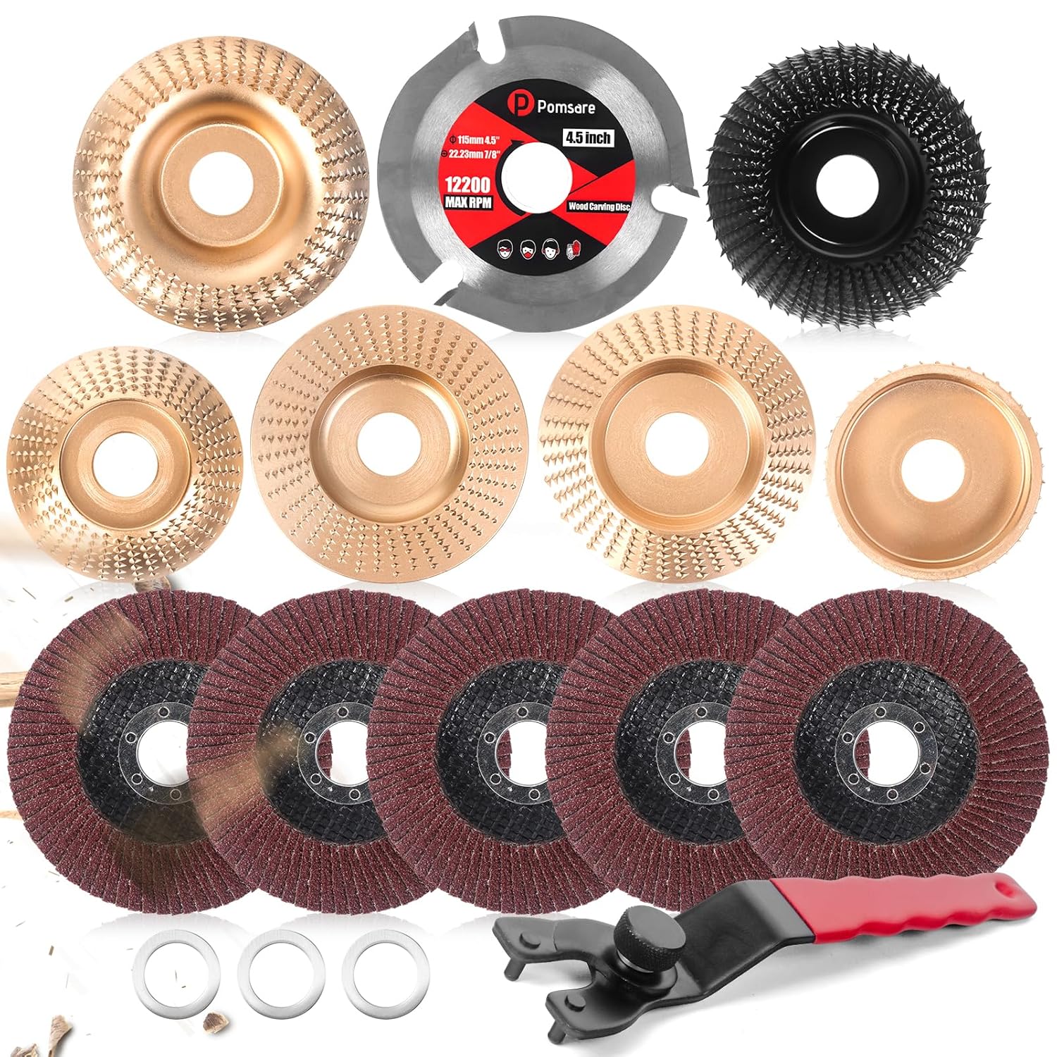 Wood Carving Disc Set for Angle Grinder - All-in-One Woodworking Solution by Pomsare