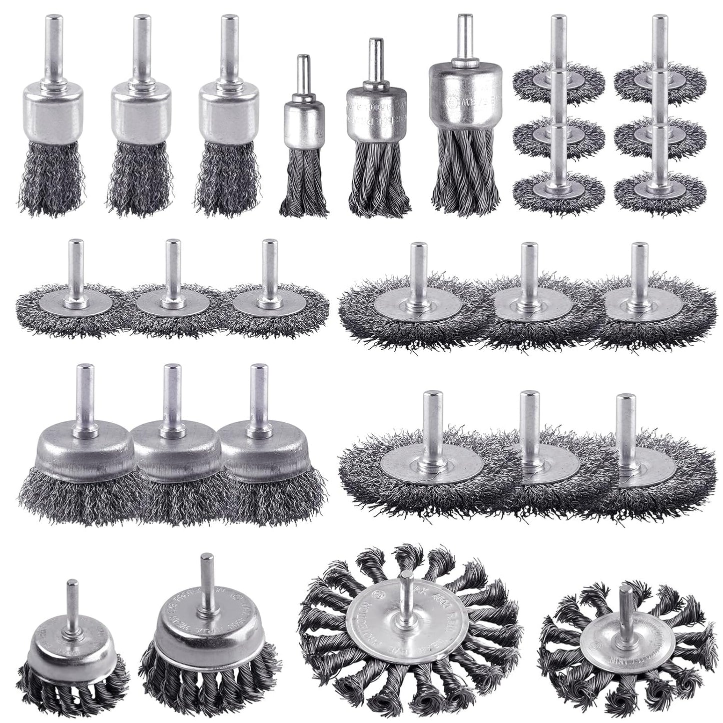 Rocaris 28 Pack Wire Wheel Brush Set for Rust Removal and Scrubbing