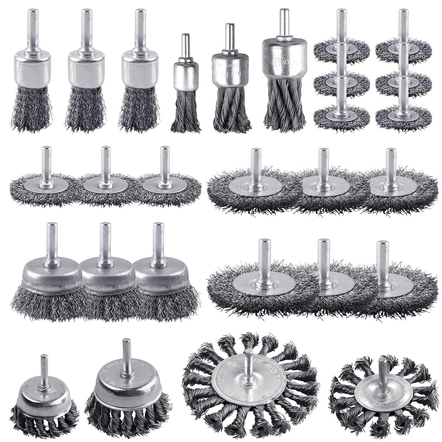 Rocaris 28 Pack Wire Wheel Brush Set for Rust Removal and Scrubbing