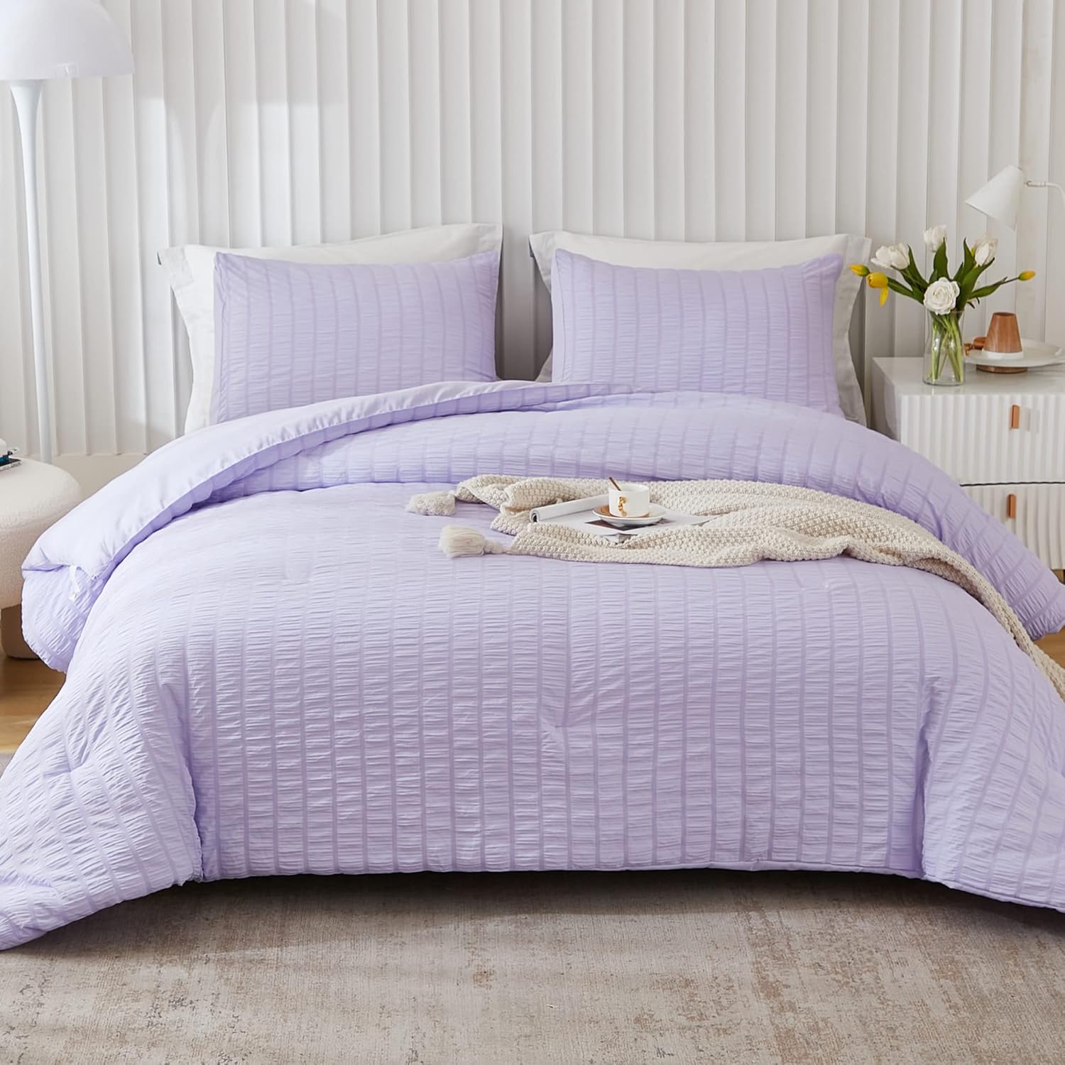AveLom Lavender Purple Seersucker Twin Comforter Set Review