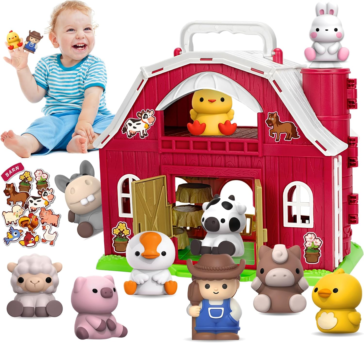Aigybobo Farm Animals Big Barn Toy Set