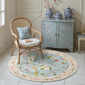 Floral Round Rug 4ft Non Slip Soft Circle Rugs for Home Decor