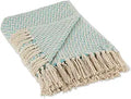 DII Modern Zig Zag Throw Blanket Woven Cotton 50x60 - Soft Aqua