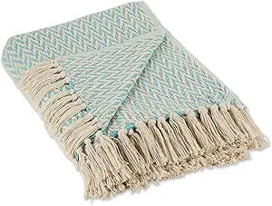 DII Modern Zig Zag Throw Blanket Woven Cotton with Fringe