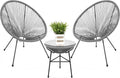 Gray 3-Piece Acapulco Patio Bistro Set - 2 Chairs + Glass Table