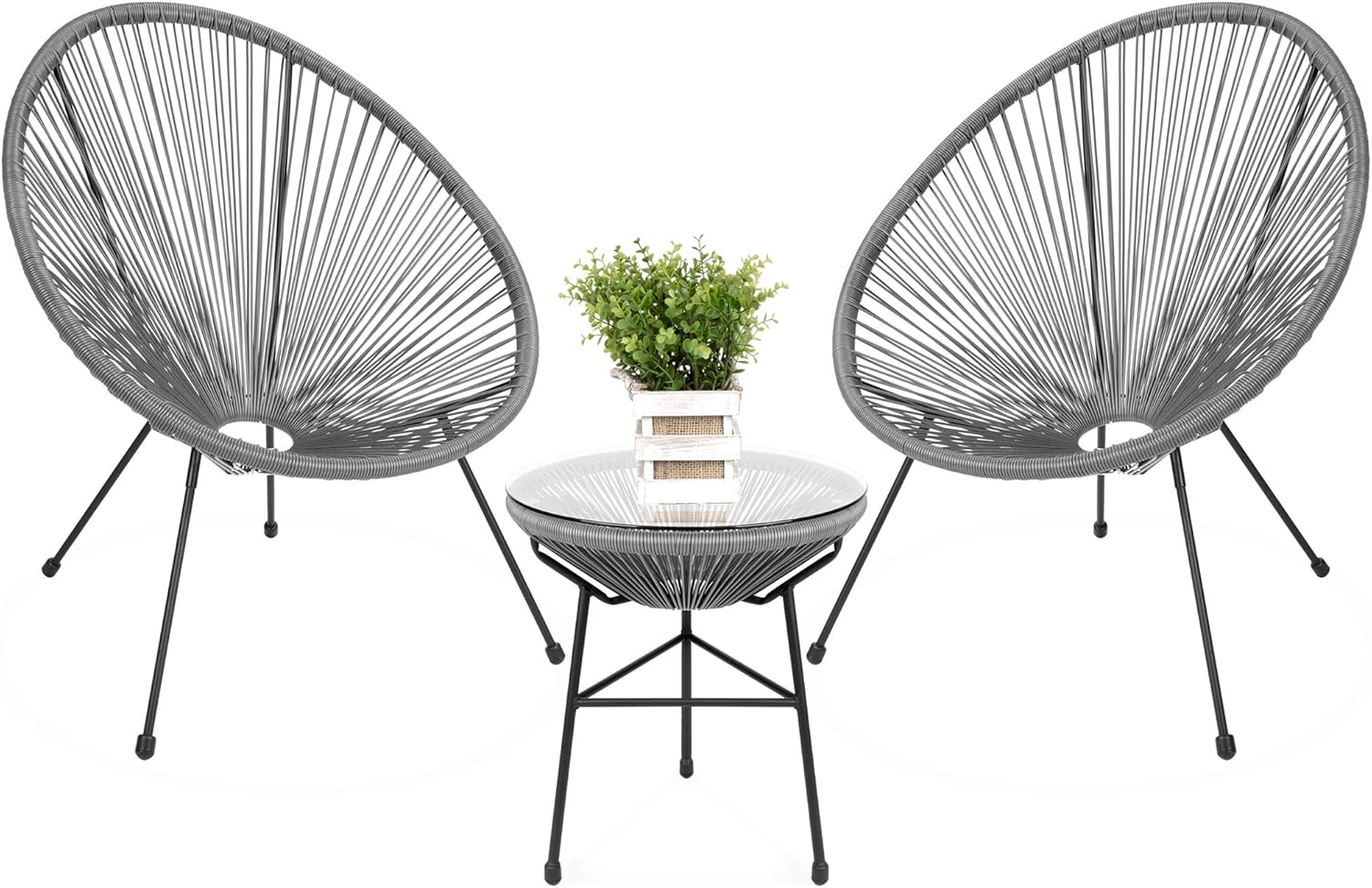 3-Piece Outdoor Acapulco All-Weather Patio Bistro Set - Gray