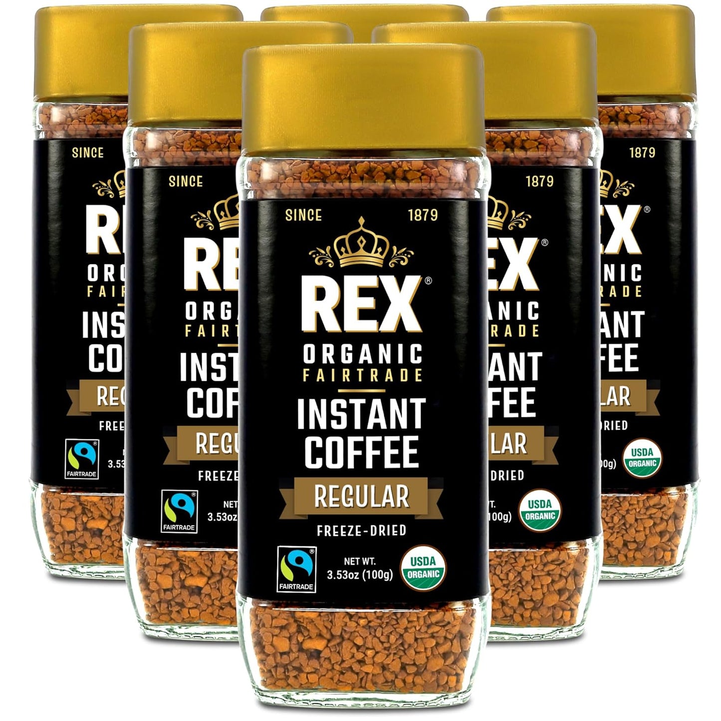Rex Coffee Organic Fairtrade Freeze-Dried Instant Coffee Jar