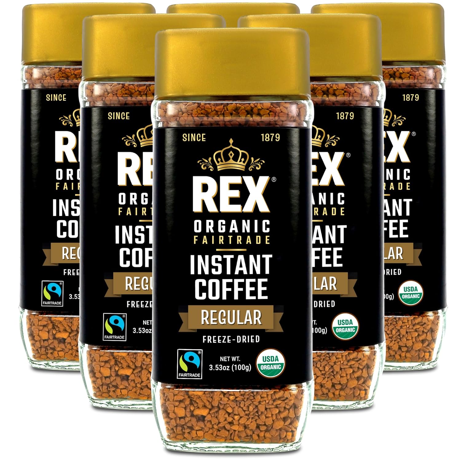 Rex Coffee Organic Fairtrade Freeze-Dried Instant Coffee Jar