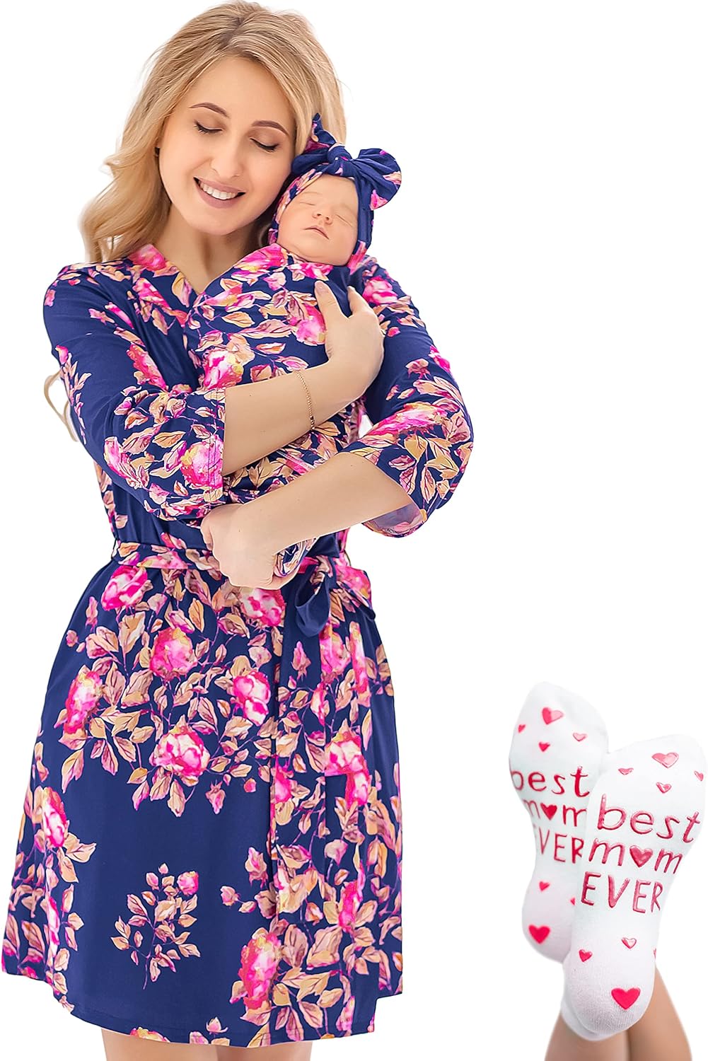 ECO BABY Mommy and Me Robe and Swaddle Set for New Moms