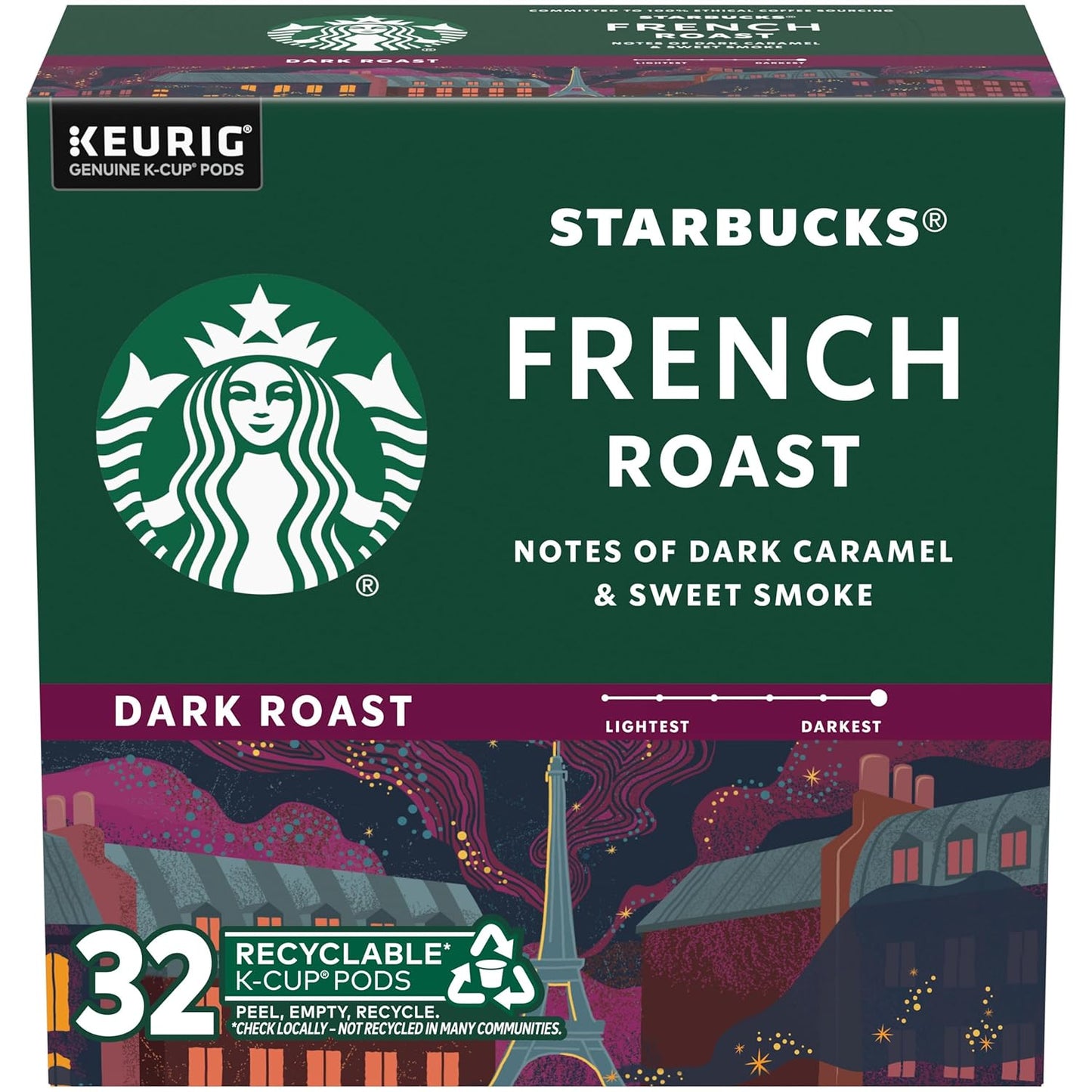 Starbucks French Roast K-Cup Pods - Bold 100% Arabica