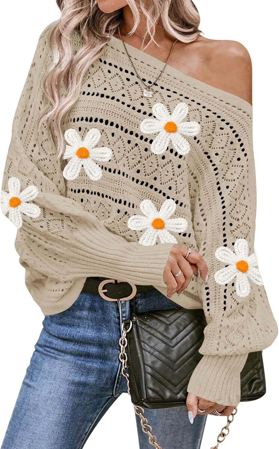 Cakulo Womens Off Shoulder Sweater Top for Fall Fashion 2025