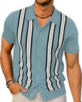 PJ PAUL JONES Mens Polo Shirts Vintage Striped Button Down Knitted fit