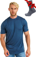 Merino Wool T-Shirt Mens - Lightweight Thermal Tee and Hiking Socks