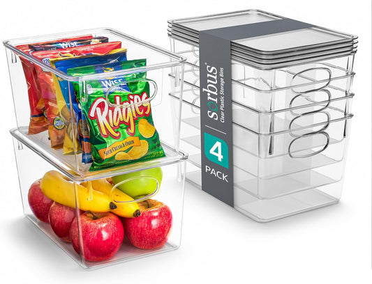 Sorbus Large Clear Plastic Storage Bins for Home Organization