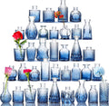 Blue Bud Vases Glass Set 36 - Mini Centerpiece Vases for Weddings